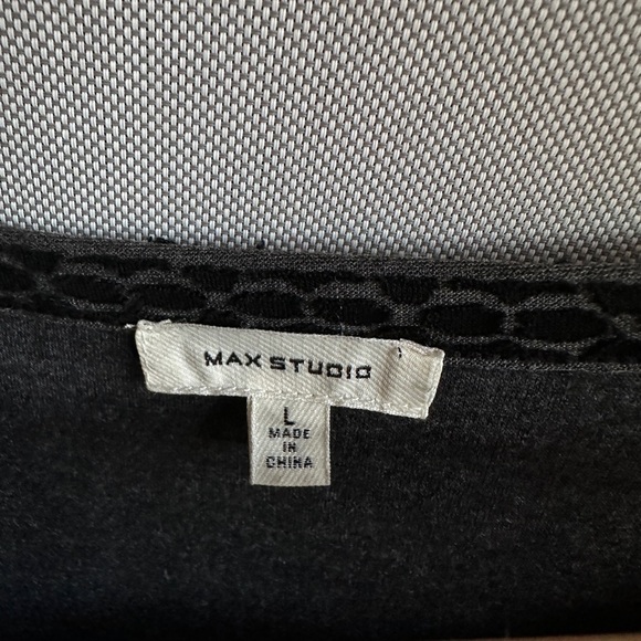 Max Studio Black Textured Bell Sleeve Top – Scoop Neck Stretch Blouse – Size L - Picture 9 of 10